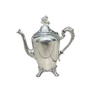 Vintage ETON silverplate floral design footed coffee pot